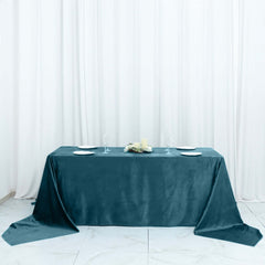 Premium Velvet 90"x156" Rectangle Tablecloth Peacock Teal - Reusable Soft & Seamless Table Cover
