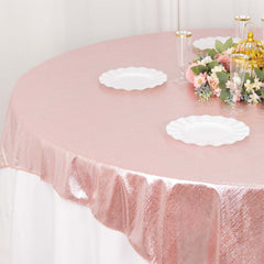 Polyester 72"x72" Table Overlay Square Tablecloth Rose Gold - Sequin Dots Wrinkle-Free Table Cover
