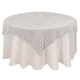 Polyester 72"x72" Table Overlay Square Tablecloth White Fringe Shag Design for Stylish Celebrations