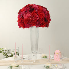 Pre-Arranged Silk Rose Wedding Centerpiece, Red Artificial Rose Flower Balls Arrangement Table Decor - 20"