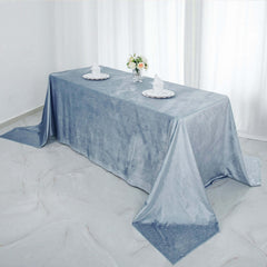 Premium Velvet 90"x132" Rectangle Tablecloth Dusty Blue - Reusable Soft & Seamless Table Cover