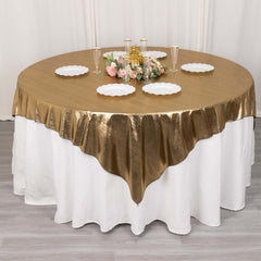 Polyester 72"x72" Table Overlay Square Tablecloth Antique Gold - Sequin Dots Wrinkle-Free Table Cover