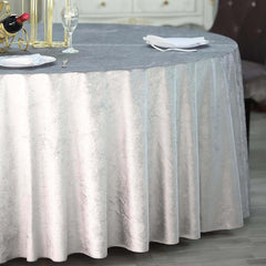 Premium Velvet 120" Round Tablecloth Silver - Reusable Soft & Seamless Table Cover
