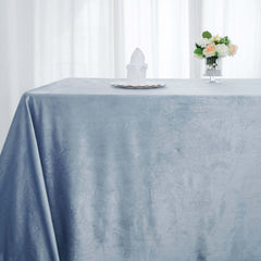 Premium Velvet 90"x132" Rectangle Tablecloth Dusty Blue - Reusable Soft & Seamless Table Cover