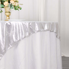 Polyester 72"x72" Table Overlay Square Tablecloth Silver - Sequin Dots Wrinkle-Free Table Cover