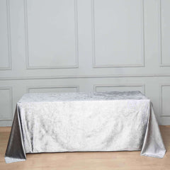 Premium Velvet 90"x132" Rectangle Tablecloth Silver - Reusable Soft & Seamless Table Cover