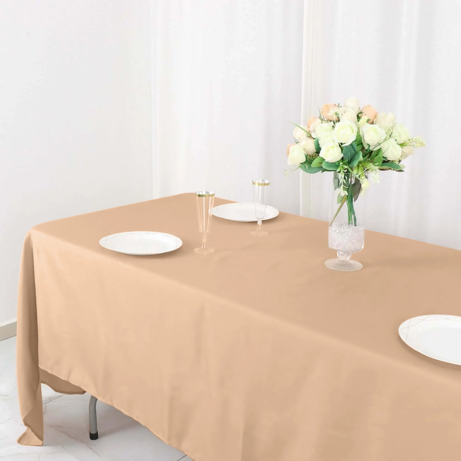 Polyester 72"x120" Rectangle Tablecloth Nude - Durable and Stylish Table Cover