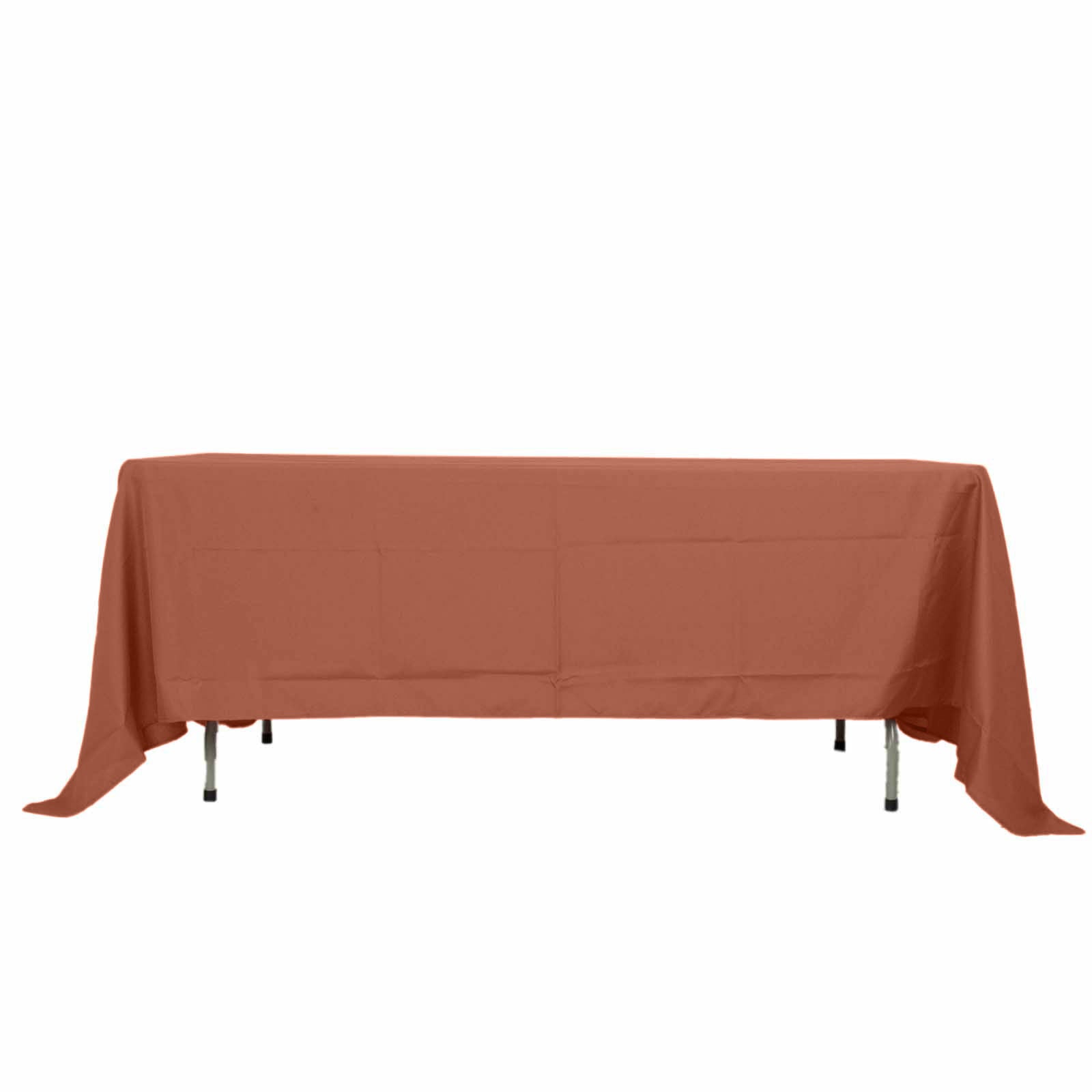 Polyester 72"x120" Rectangle Tablecloth Terracotta (Rust) - Durable and Stylish Table Cover