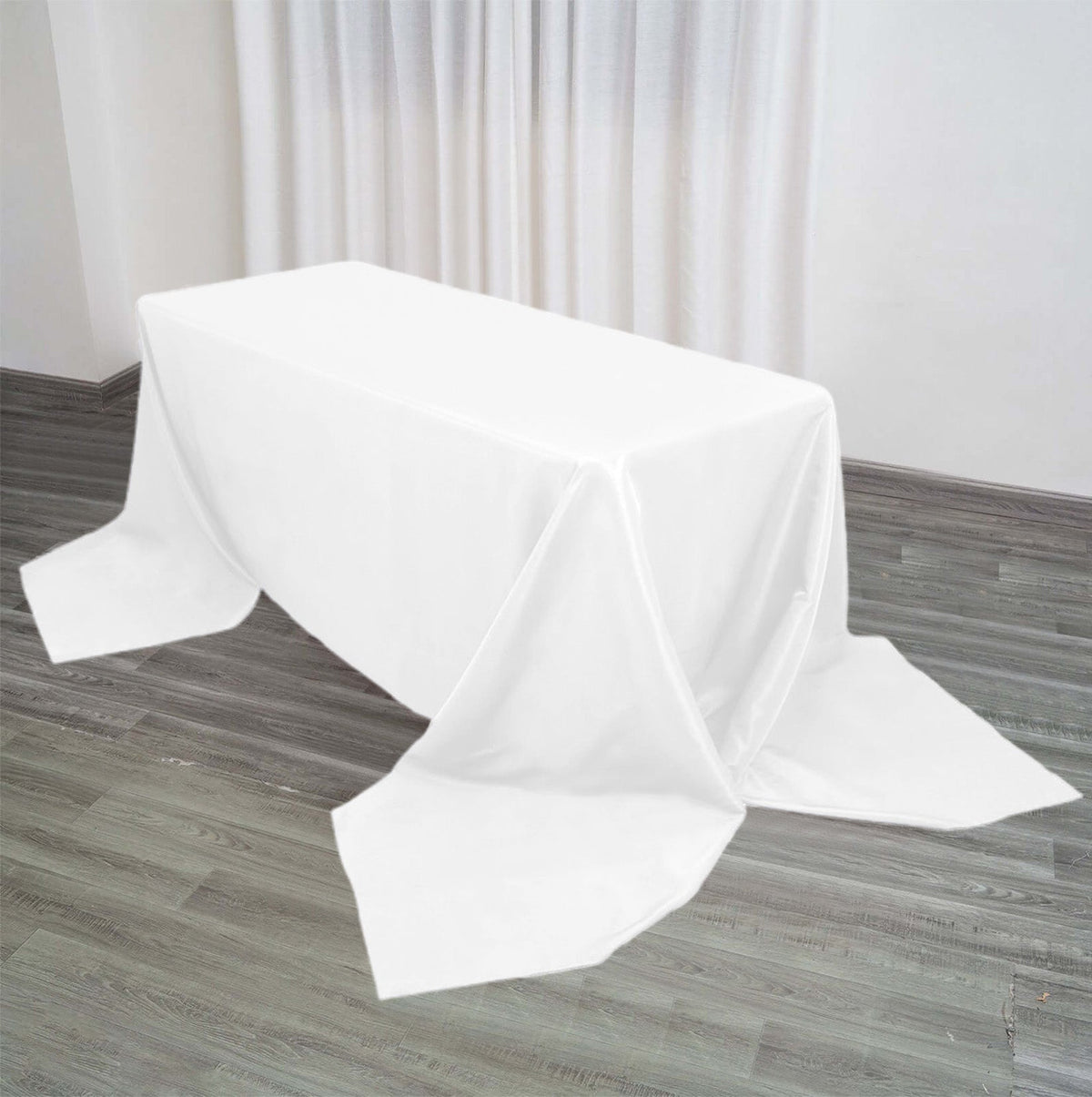 Premium Polyester 90"x156" Rectangle Tablecloth White - Seamless 220GSM Stain-Resistant Design for Classy Events