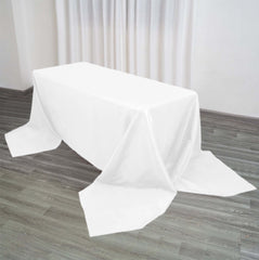 Premium Polyester 90"x156" Rectangle Tablecloth White - Seamless 220GSM Stain-Resistant Design for Classy Events