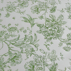 Polyester 70"x70" Table Overlay White - Dusty Sage Green French Toile Pattern for Stylish Events