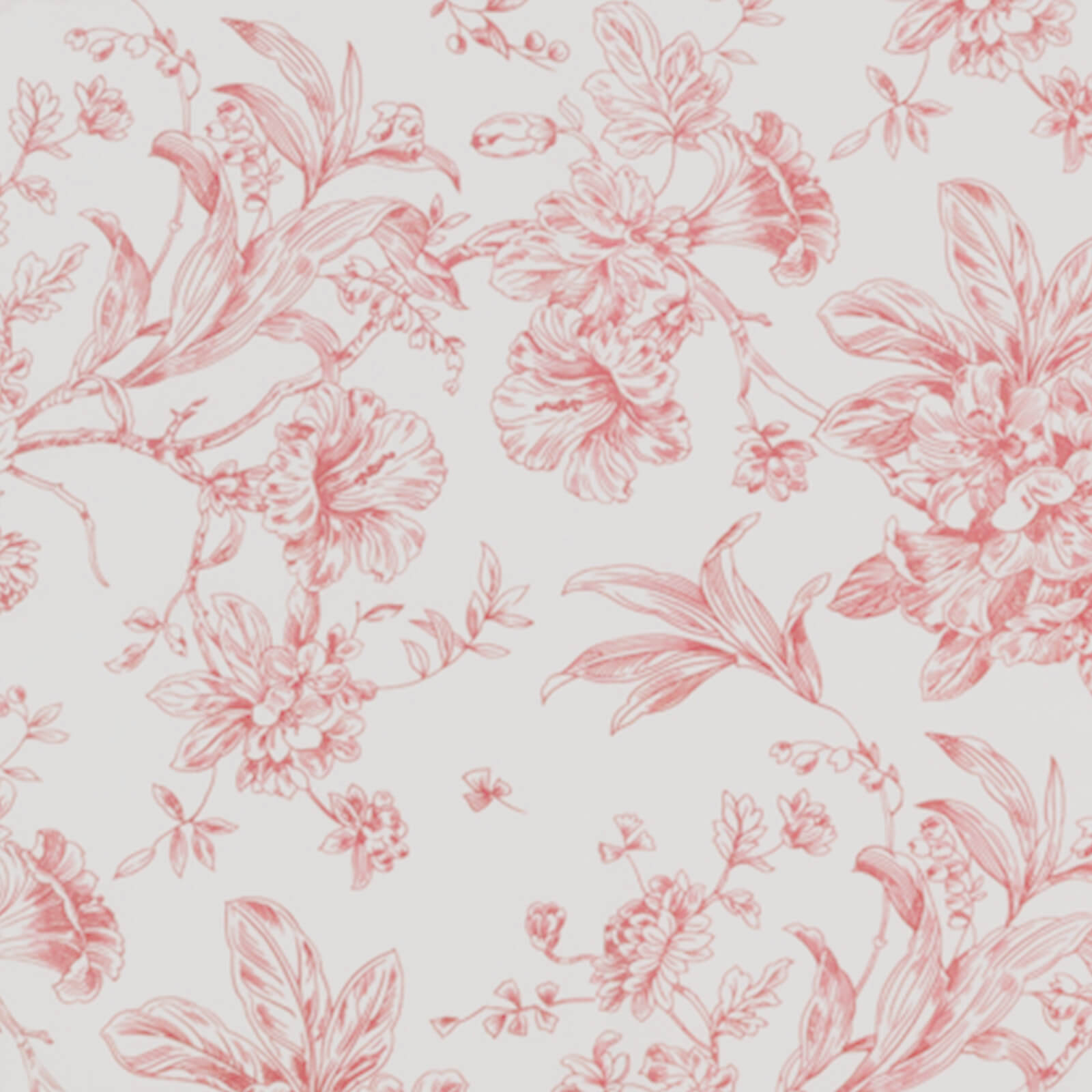 Polyester 70"x70" Table Overlay White - Pink French Toile Pattern for Refined Gatherings