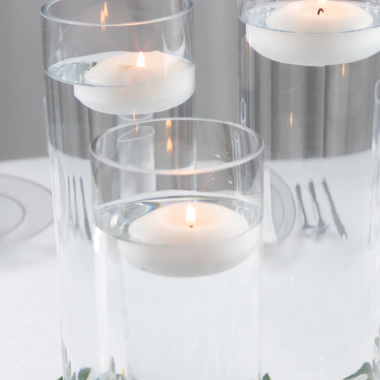 Premium Glass Cylinder Vase Set of 3 – Clear Vases for Flowers, Candles & Table Centerpieces – 12", 14", 16"