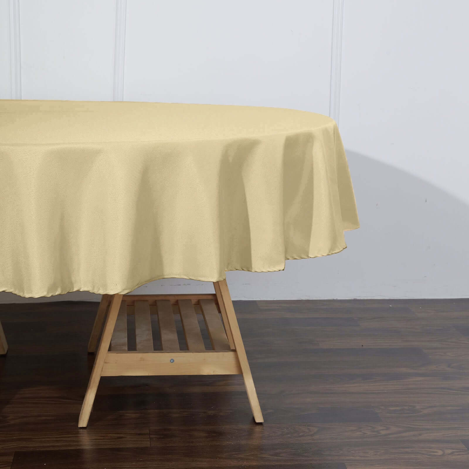 Polyester 90" Round Tablecloth Champagne - Stain & Wrinkle-Resistant Table Cover