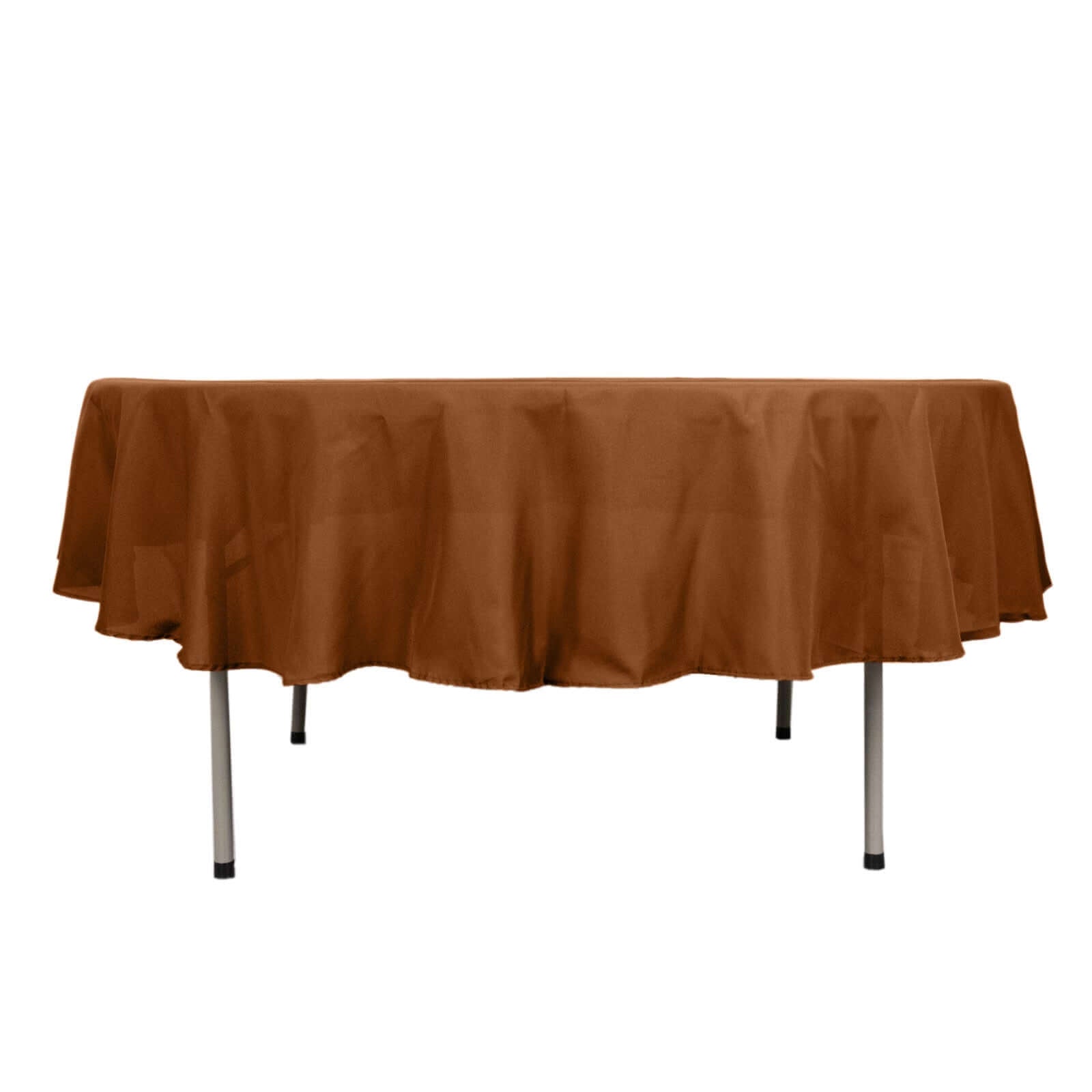 Polyester 90" Round Tablecloth Cinnamon Brown - Stain & Wrinkle-Resistant Table Cover