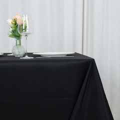 Premium Polyester 90"x90" Table Overlay Square Tablecloth Black 220GSM Wrinkle-Resistant Table Cover