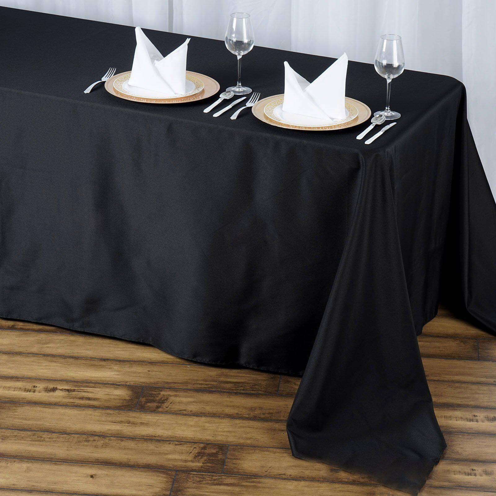 Premium Polyester 90"x156" Rectangle Tablecloth Black - Seamless 220GSM Stain-Resistant Design for Classy Events