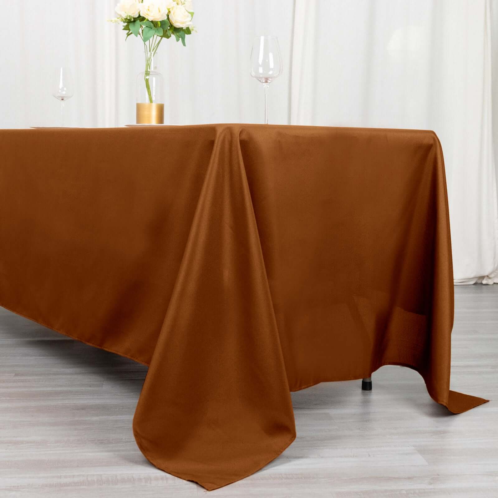 Polyester 72"x120" Rectangle Tablecloth Cinnamon Brown - Durable and Stylish Table Cover