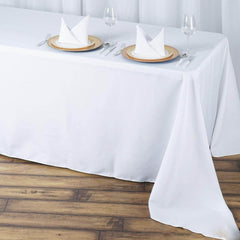 Premium Polyester 90"x156" Rectangle Tablecloth White - Seamless 220GSM Stain-Resistant Design for Classy Events