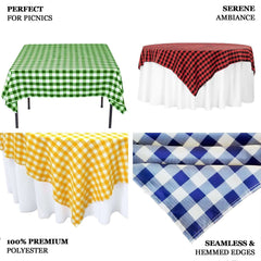 Polyester 70"x70" Table Overlay Square Tablecloth White/Sage Green - Checkered Buffalo Plaid Table Topper
