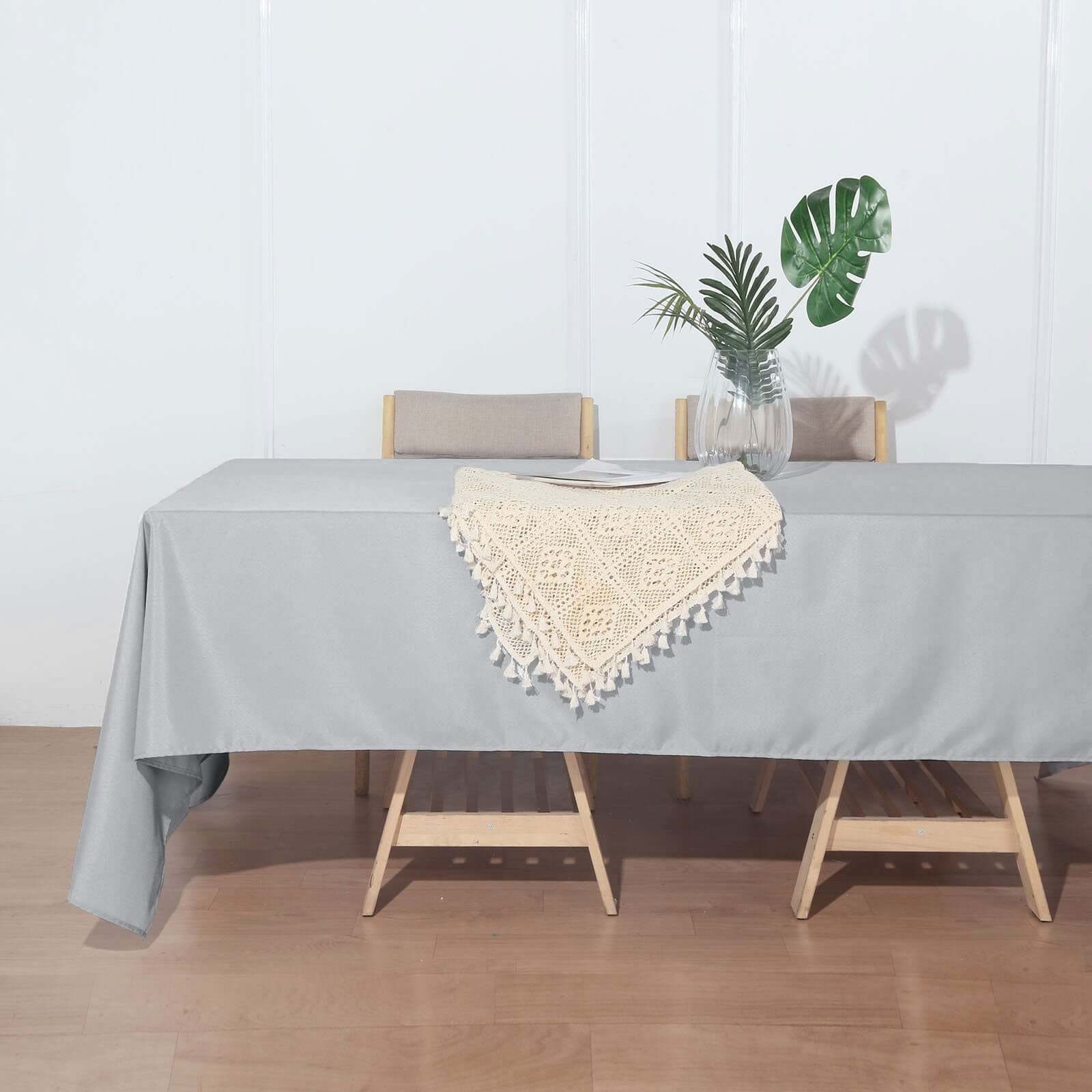 Polyester 72"x120" Rectangle Tablecloth Silver - Durable and Stylish Table Cover