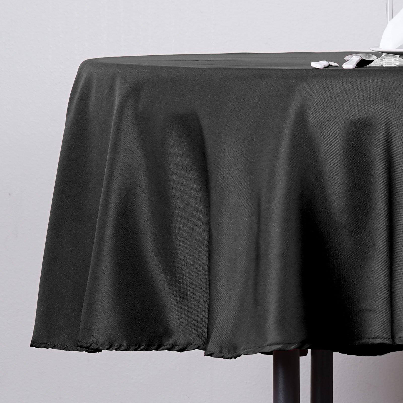 Polyester 90" Round Tablecloth Black - Stain and Wrinkle-Resistant Table Cover for Party & Gatherings