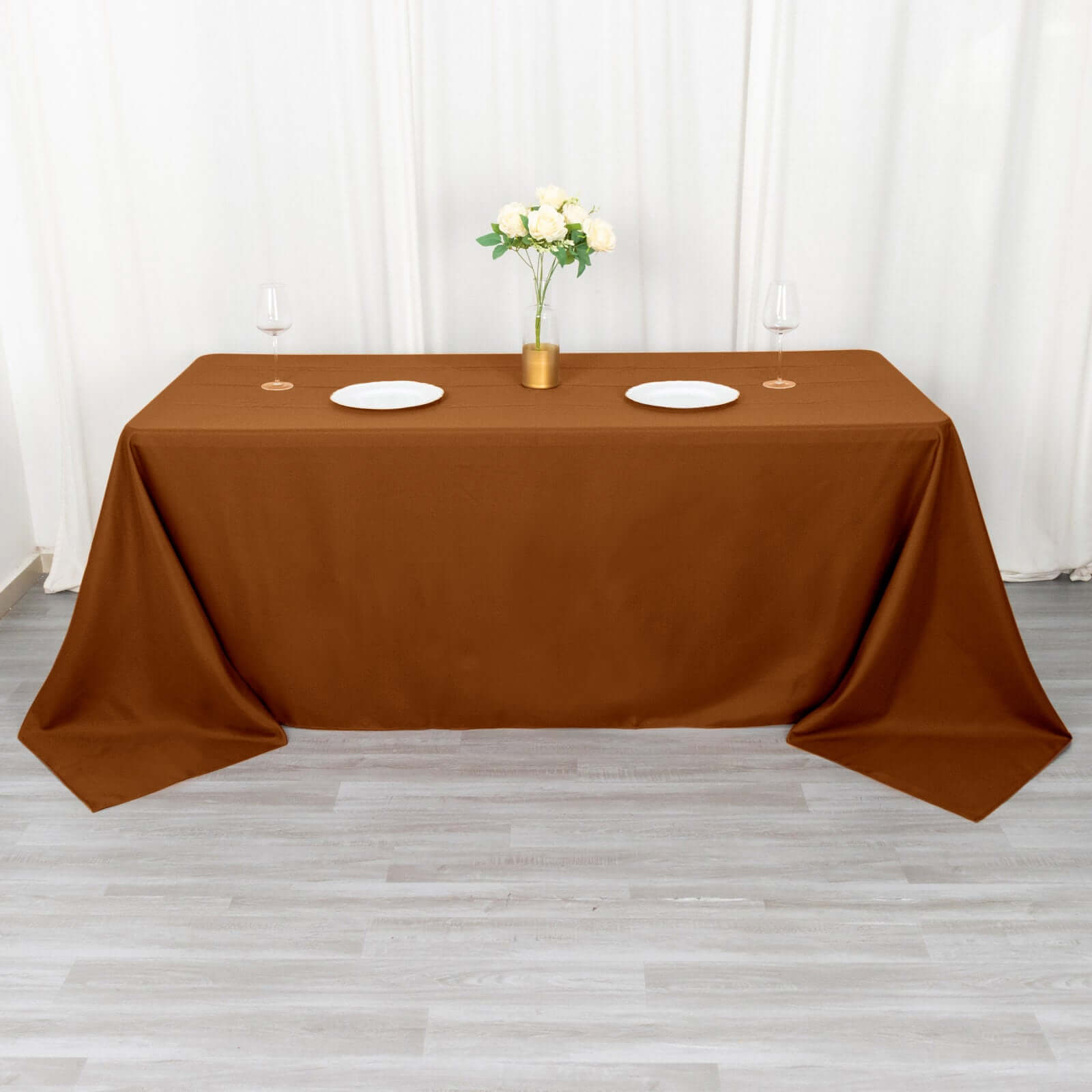 Polyester 72"x120" Rectangle Tablecloth Cinnamon Brown - Durable and Stylish Table Cover