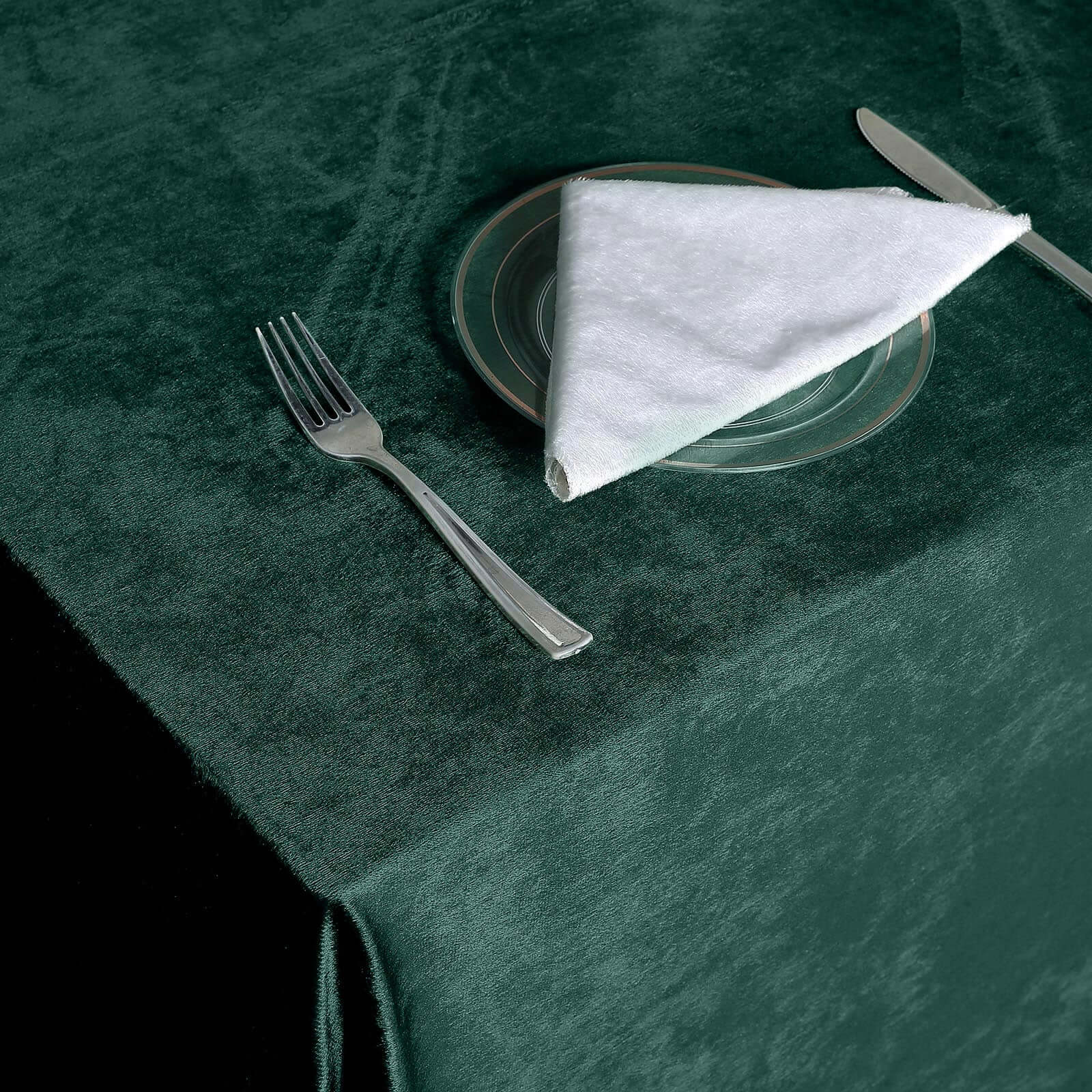 Premium Velvet 90"x156" Rectangle Tablecloth Hunter Emerald Green - Reusable Soft & Seamless Table Cover