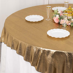 Polyester 72"x72" Table Overlay Square Tablecloth Antique Gold - Sequin Dots Wrinkle-Free Table Cover