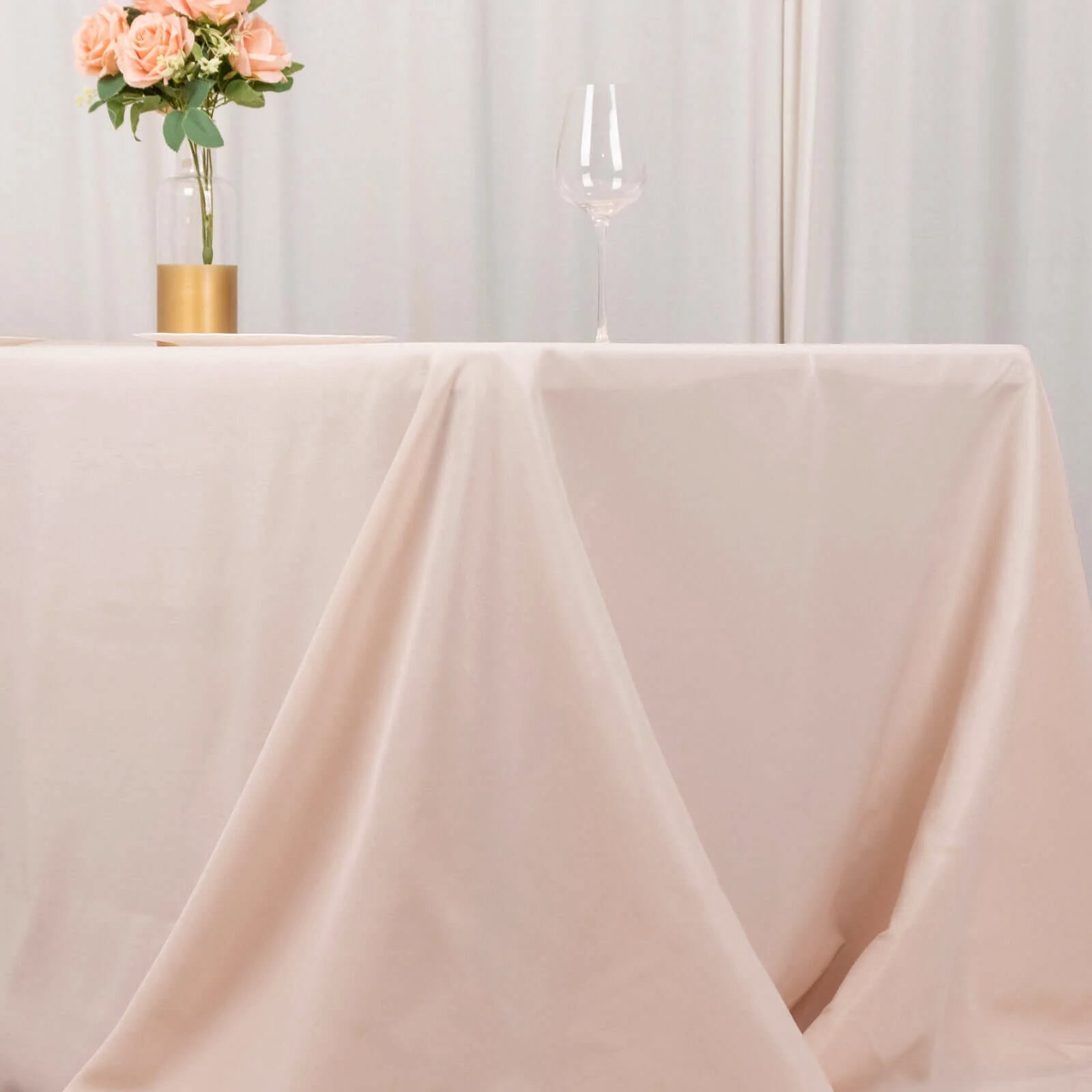 Premium Polyester 90"x156" Rectangle Tablecloth Blush - Seamless 220GSM Stain-Resistant Table Cover