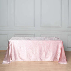 Premium Velvet 90"x132" Rectangle Tablecloth Blush - Reusable Soft & Seamless Table Cover