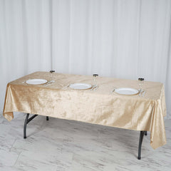 Premium Velvet 60"x102" Rectangle Tablecloth Champagne - Reusable & Soft Table Cover