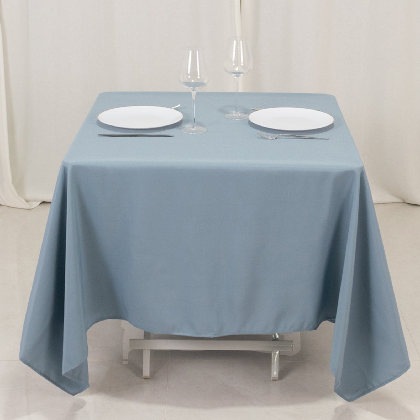 Premium Polyester Square Tablecloth 70"x70" Dusty Blue 220GSM Wrinkle-Resistant Table Cover