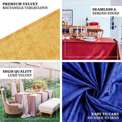 Premium Velvet 90"x132" Rectangle Tablecloth Terracotta (Rust) - Reusable Soft & Seamless Table Cover