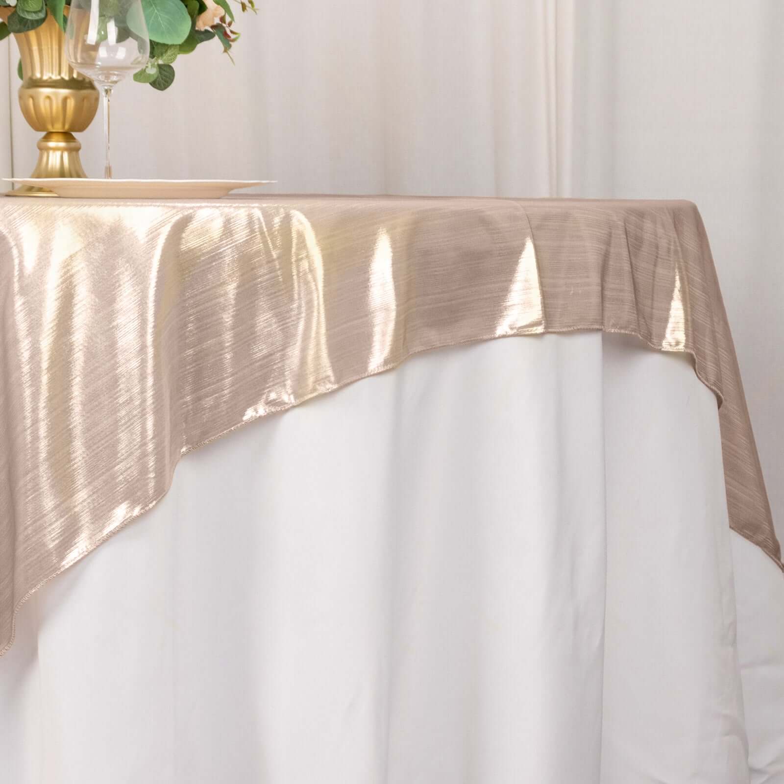 Polyester 72"x72" Table Overlay Square Tablecloth Blush - Sequin Dots Wrinkle-Free Table Cover