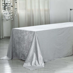 Premium Velvet 90"x156" Rectangle Tablecloth Silver - Reusable Soft & Seamless Table Cover