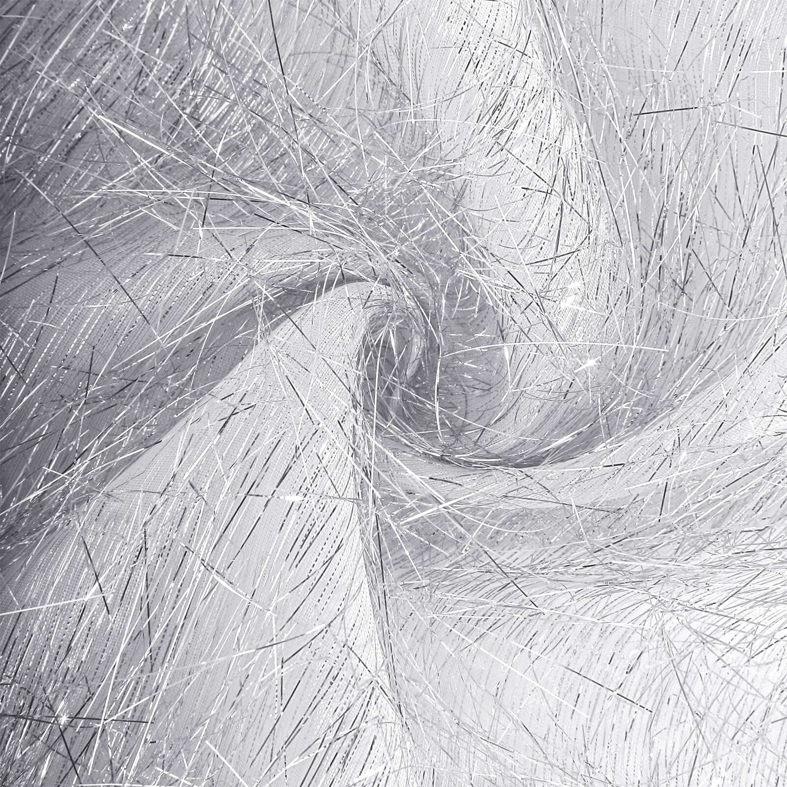 Polyester 72"x72" Table Overlay Square Tablecloth Silver - Metallic Fringe Shag Tinsel Table Cover