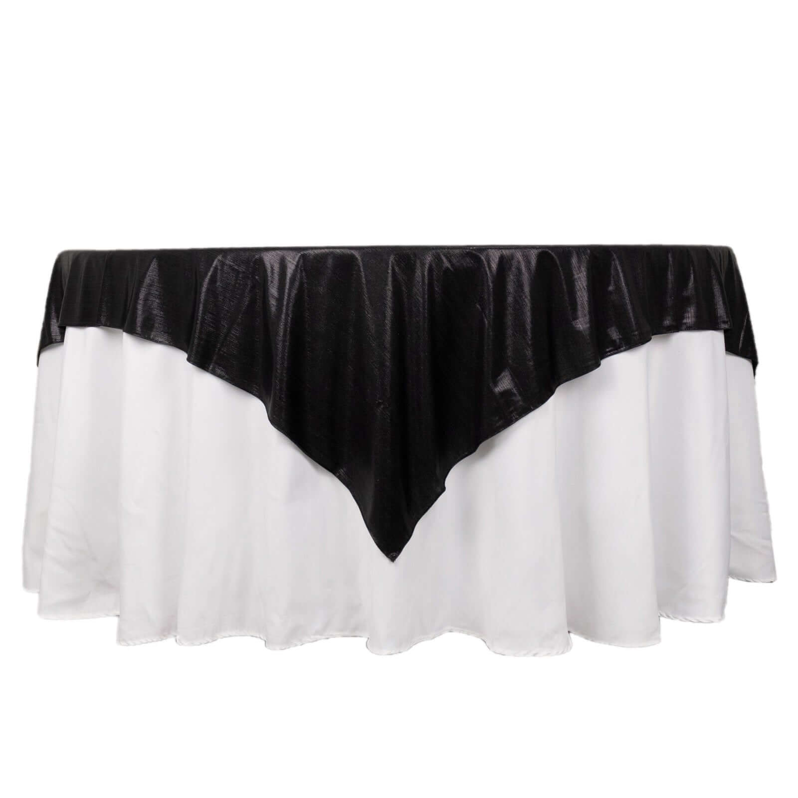 Polyester 72"x72" Table Overlay Square Tablecloth Black - Sequin Dots Wrinkle-Free Table Cover