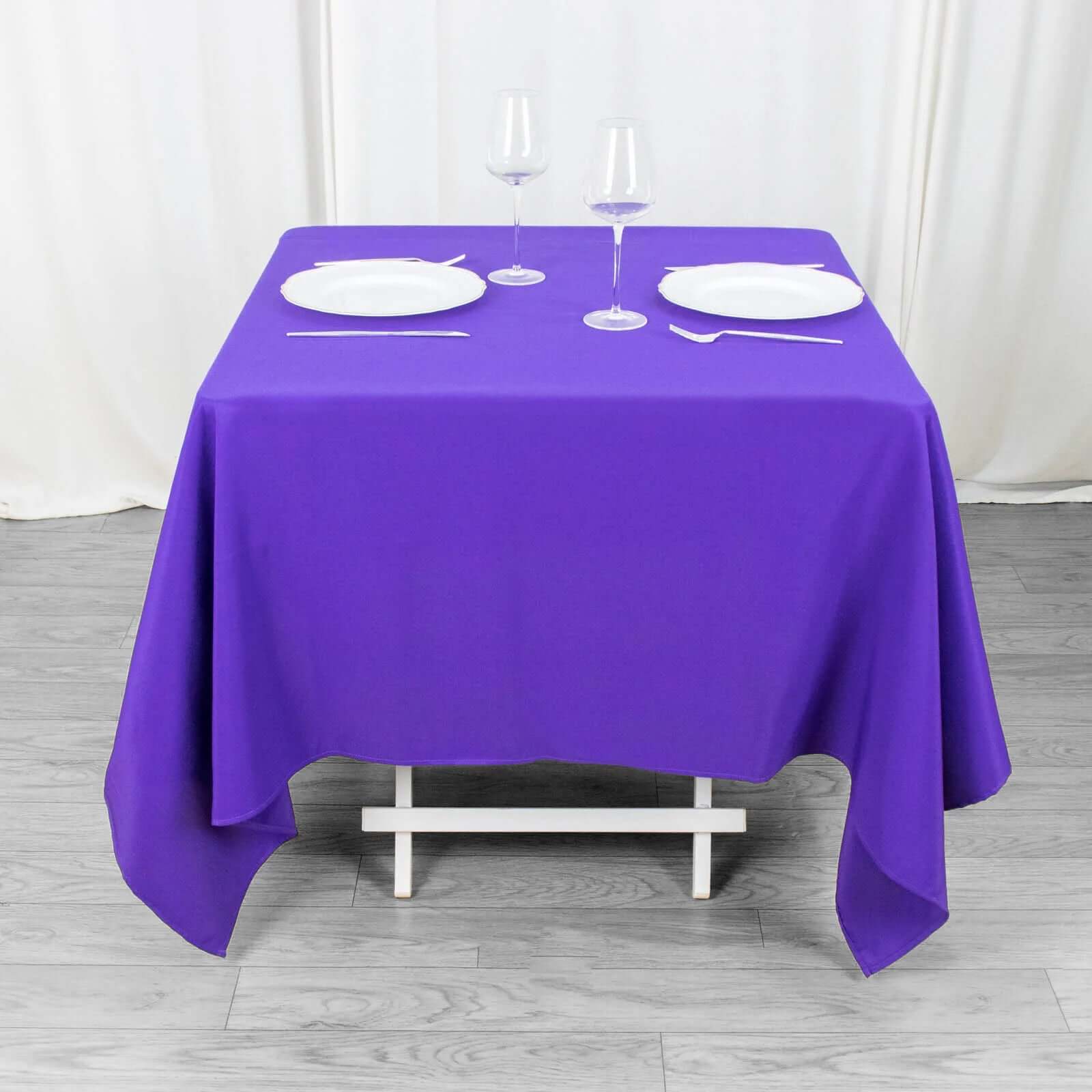 Premium Polyester Square Tablecloth 70"x70" Purple 220GSM Wrinkle-Resistant Table Cover