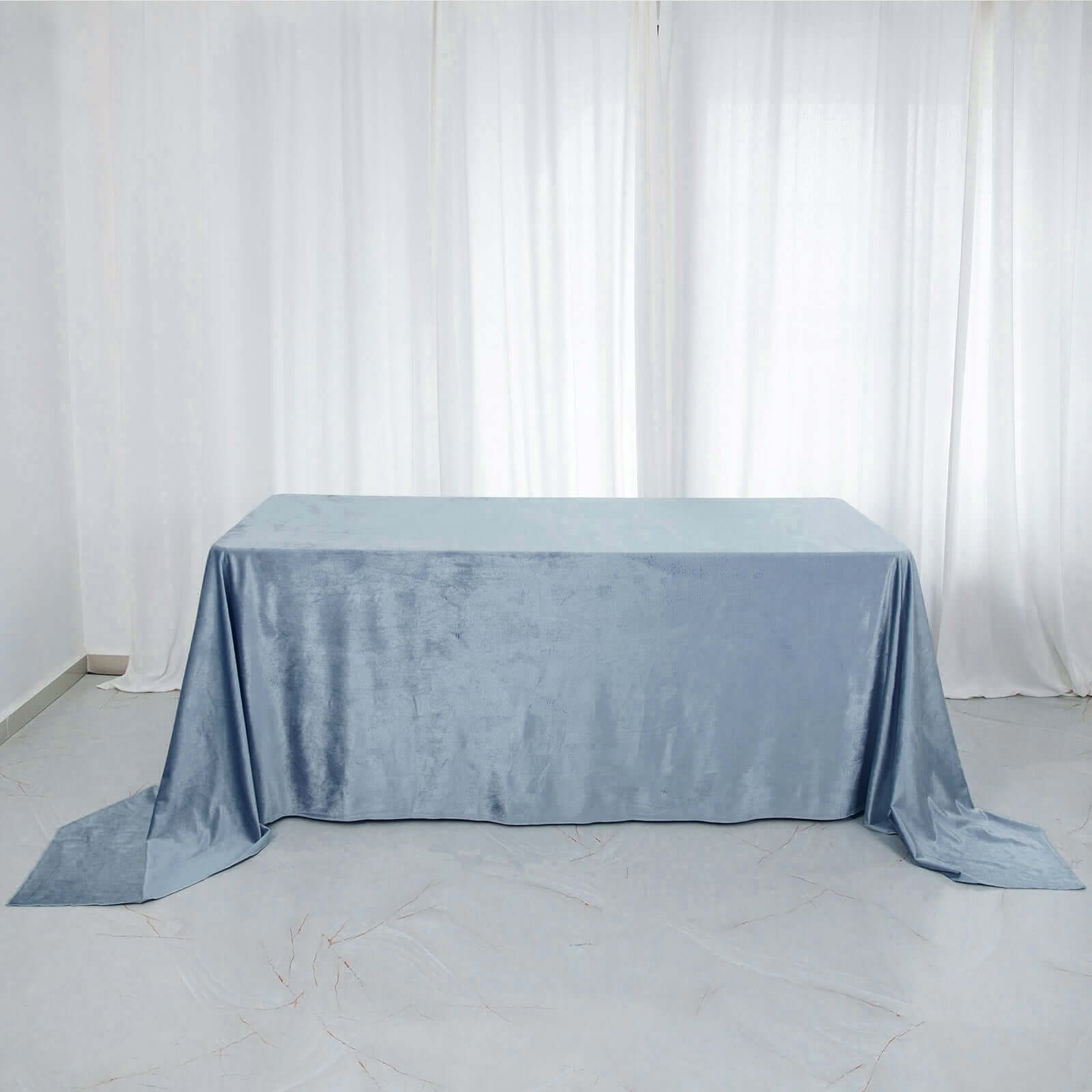 Premium Velvet 90"x132" Rectangle Tablecloth Dusty Blue - Reusable Soft & Seamless Table Cover