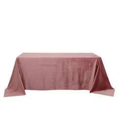 Premium Velvet 90"x132" Rectangle Tablecloth Dusty Rose - Reusable Soft & Seamless Table Cover