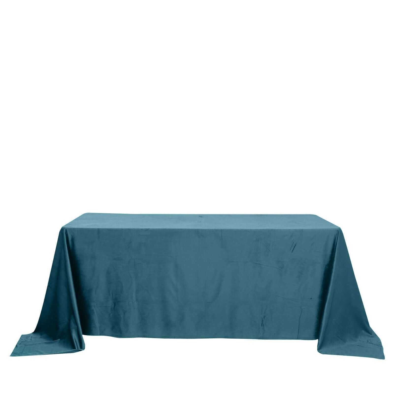 Premium Velvet 90"x132" Rectangle Tablecloth Peacock Teal - Reusable Soft & Seamless Table Cover