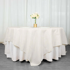 Premium Polyester 90"x90" Table Overlay Square Tablecloth Ivory 220GSM Wrinkle-Resistant Table Cover