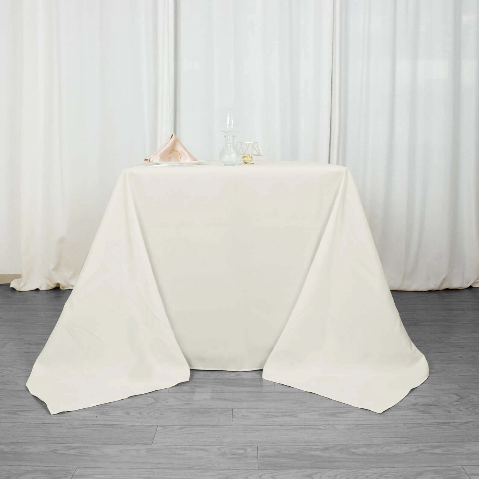 Premium Polyester Square Tablecloth 90"x90" Ivory 220GSM Wrinkle-Resistant Table Cover