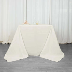 Premium Polyester Square Tablecloth 90"x90" Ivory 220GSM Wrinkle-Resistant Table Cover