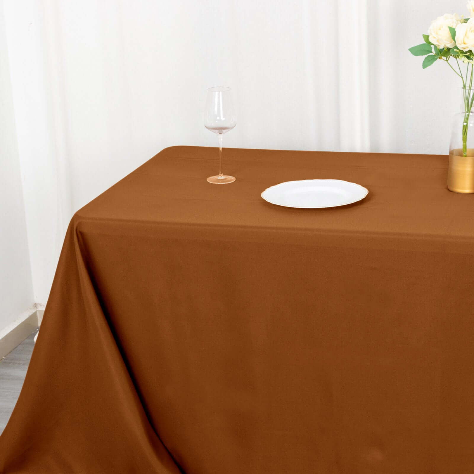 Polyester 72"x120" Rectangle Tablecloth Cinnamon Brown - Durable and Stylish Table Cover