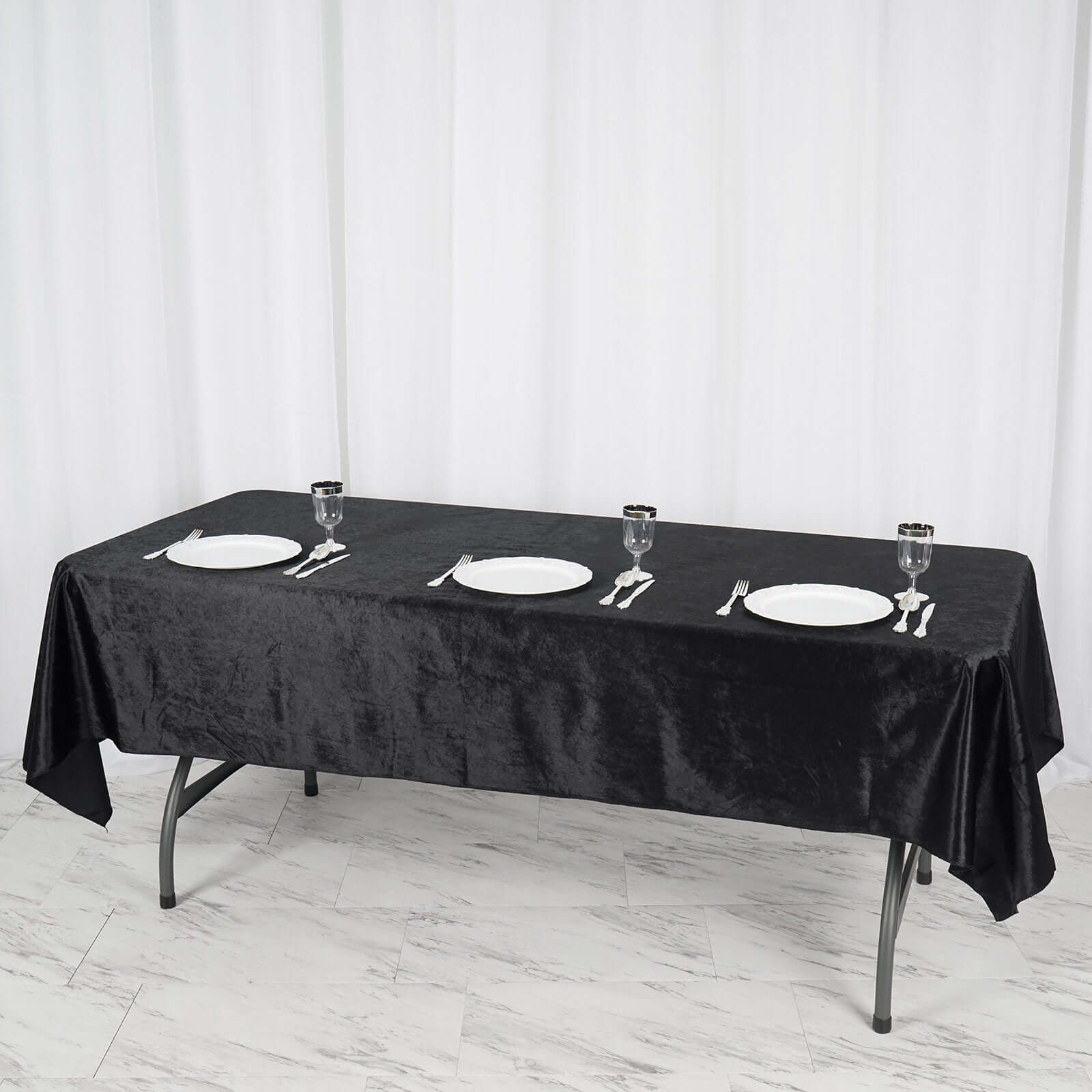 Premium Velvet 60"x102" Rectangle Tablecloth Black - Reusable & Soft Table Cover for Stylish Events