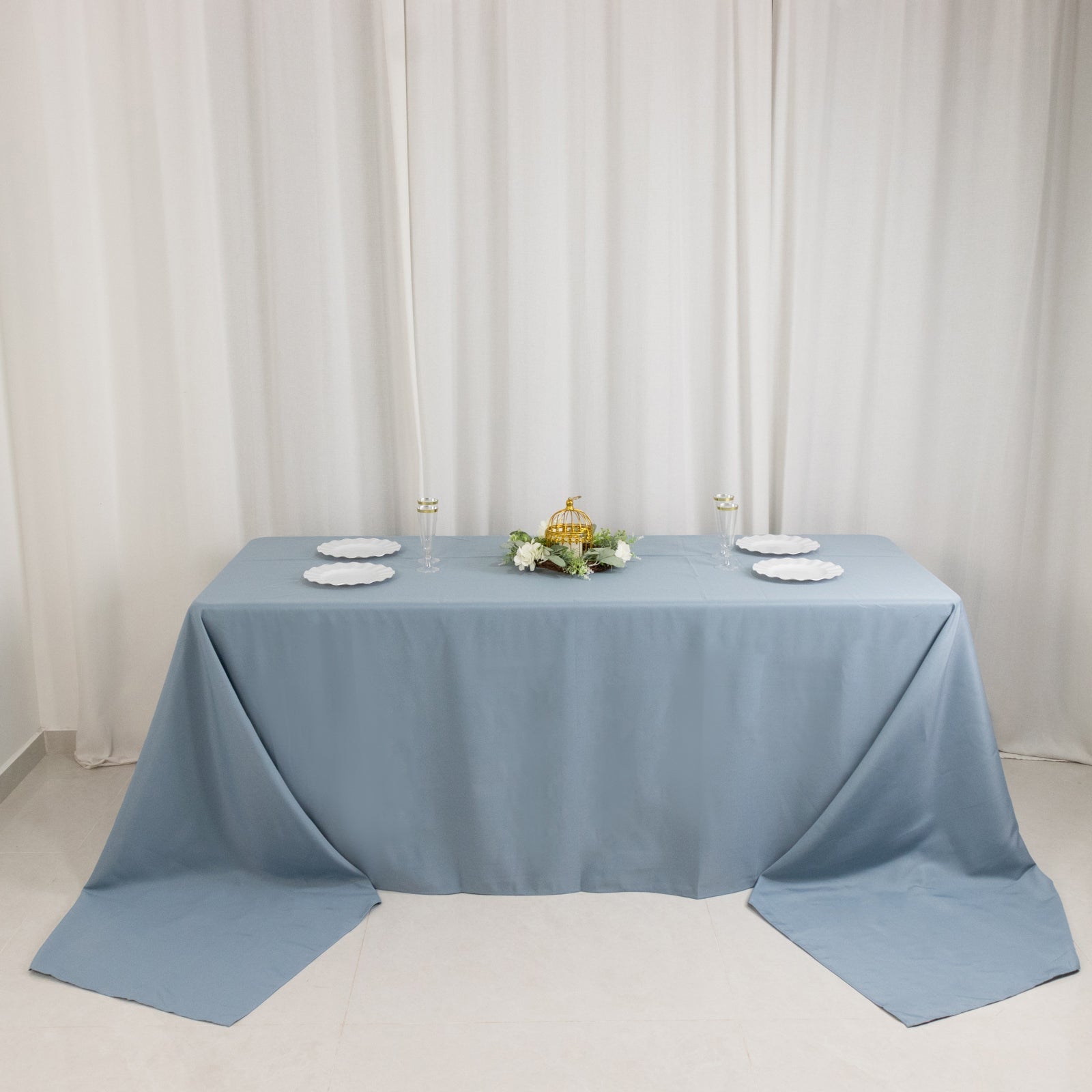 Premium Polyester 90"x156" Rectangle Tablecloth Dusty Blue - Seamless 220GSM Stain-Resistant Table Cover