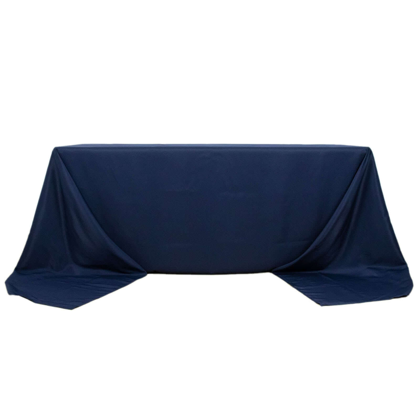 Premium Polyester 90"x156" Rectangle Tablecloth Navy Blue - Seamless 220GSM Stain-Resistant Table Cover