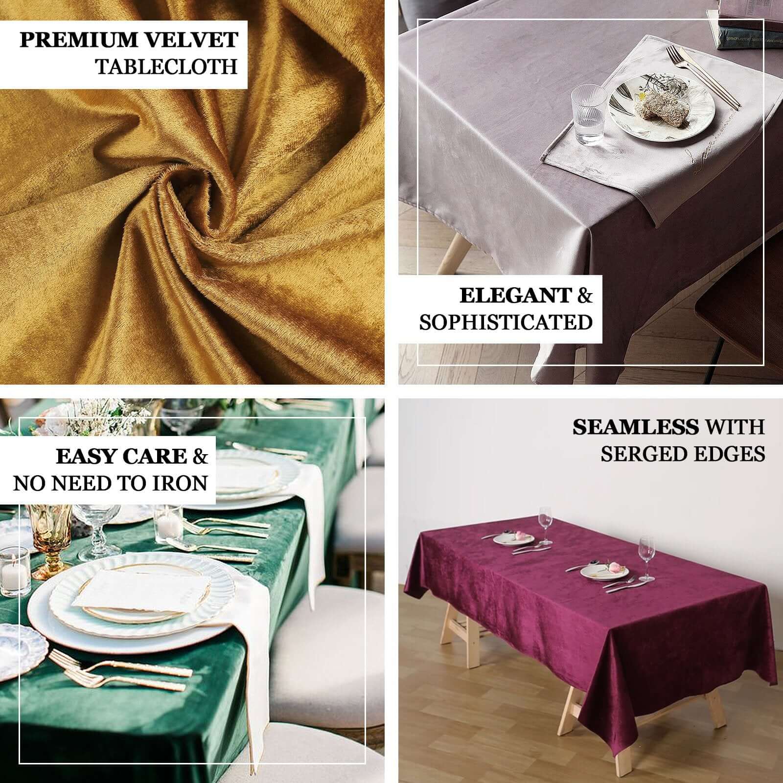 Premium Velvet 60"x102" Rectangle Tablecloth Dusty Blue - Reusable & Soft Table Cover